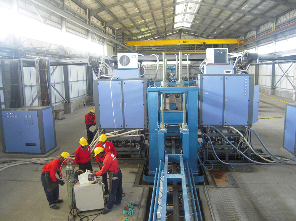 H型鋼焊接（600kW*2 固態焊機應用現場）